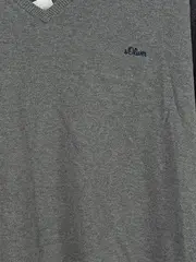 Vorschaubild 3 von Herren Pullover Basic V-Ausschnitt Uni Blau Baumwolle Gr. XL