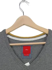 Vorschaubild 2 von Herren Pullover Basic V-Ausschnitt Uni Blau Baumwolle Gr. XL