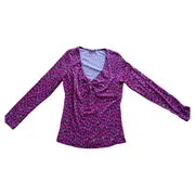 Vorschaubild 1 von Damen Langarmshirt Gr. 36/S Lila Casual Punkte Lyocell