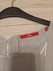 Vorschaubild 3 von Damen Bluse Gr. 40/L Grau Leinen Buchstaben Stickerei 3/4-Arm