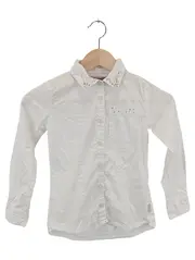 Vorschaubild 1 von Kinder Bluse Gr. 128 Weiß Pailletten Klassisch Preppy Hemdbluse