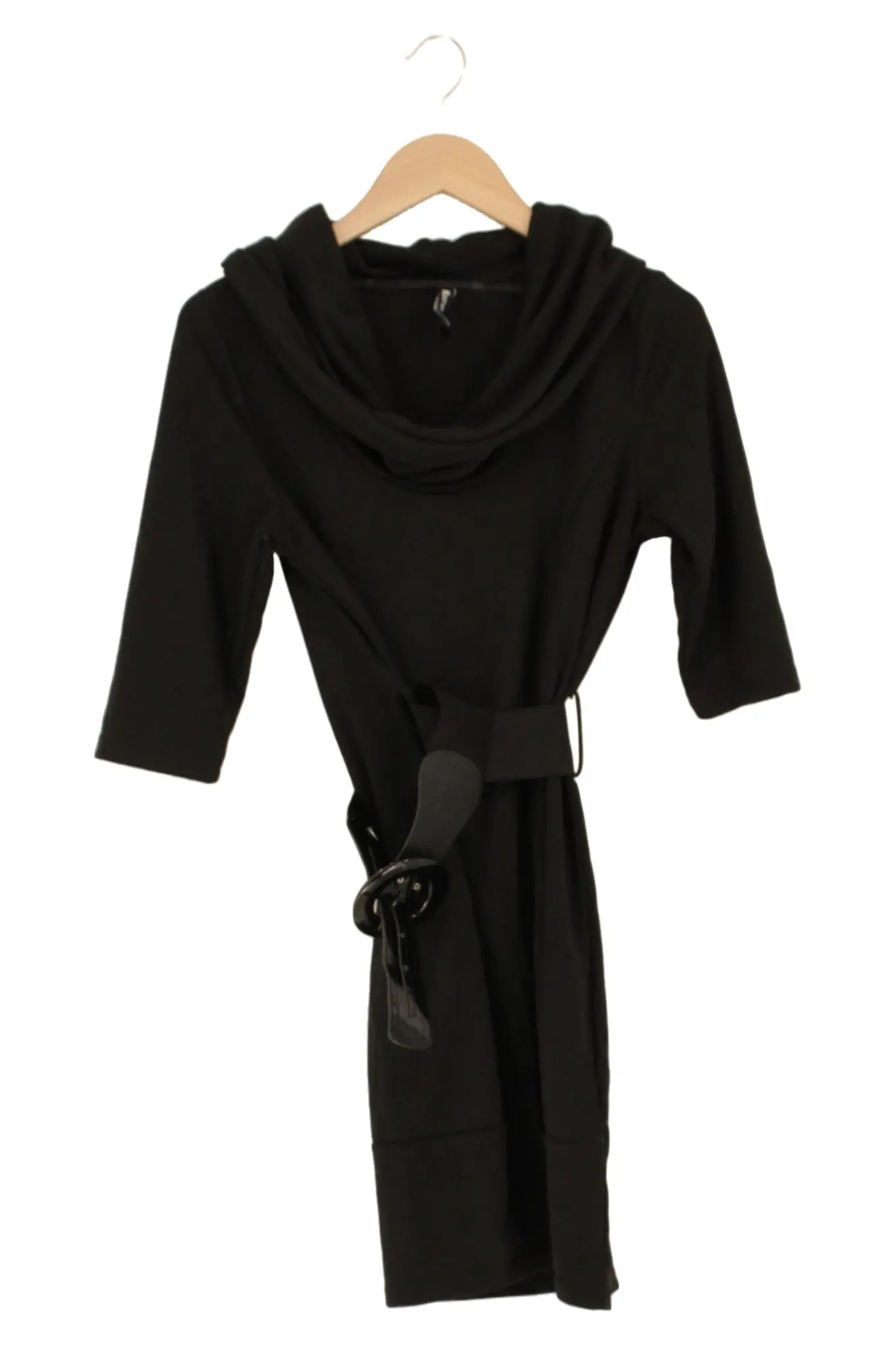 FLAME Festliches Kleid Damen Gr. 36/S Schwarz Elegant Midikleid 3/4-Arm