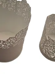 Vorschaubild 2 von Teelichthalter Metall Beige Naturbezogen 11cm Höhe 8cm Breite