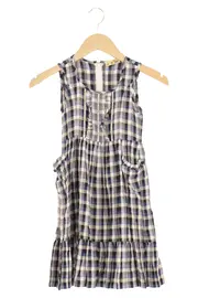 Vorschaubild 1 von Kinder Blusenkleid Gr. 104 Kariert Mehrfarbig Leinen Viskose