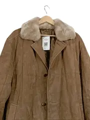Vorschaubild 2 von Herren Ledermantel Wildleder Fellkragen Braun Gr. 50 Klassisch