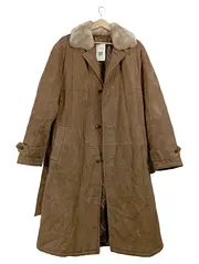 Vorschaubild 1 von Herren Ledermantel Wildleder Fellkragen Braun Gr. 50 Klassisch