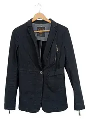 Vorschaubild 1 von Damen Blazer Jacke Gr. 38 Schwarz Baumwolle Casual