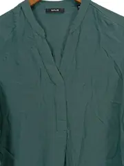 Vorschaubild 2 von Damen Hemdbluse Langarm V-Ausschnitt Grün Gr. 36;S Viskose