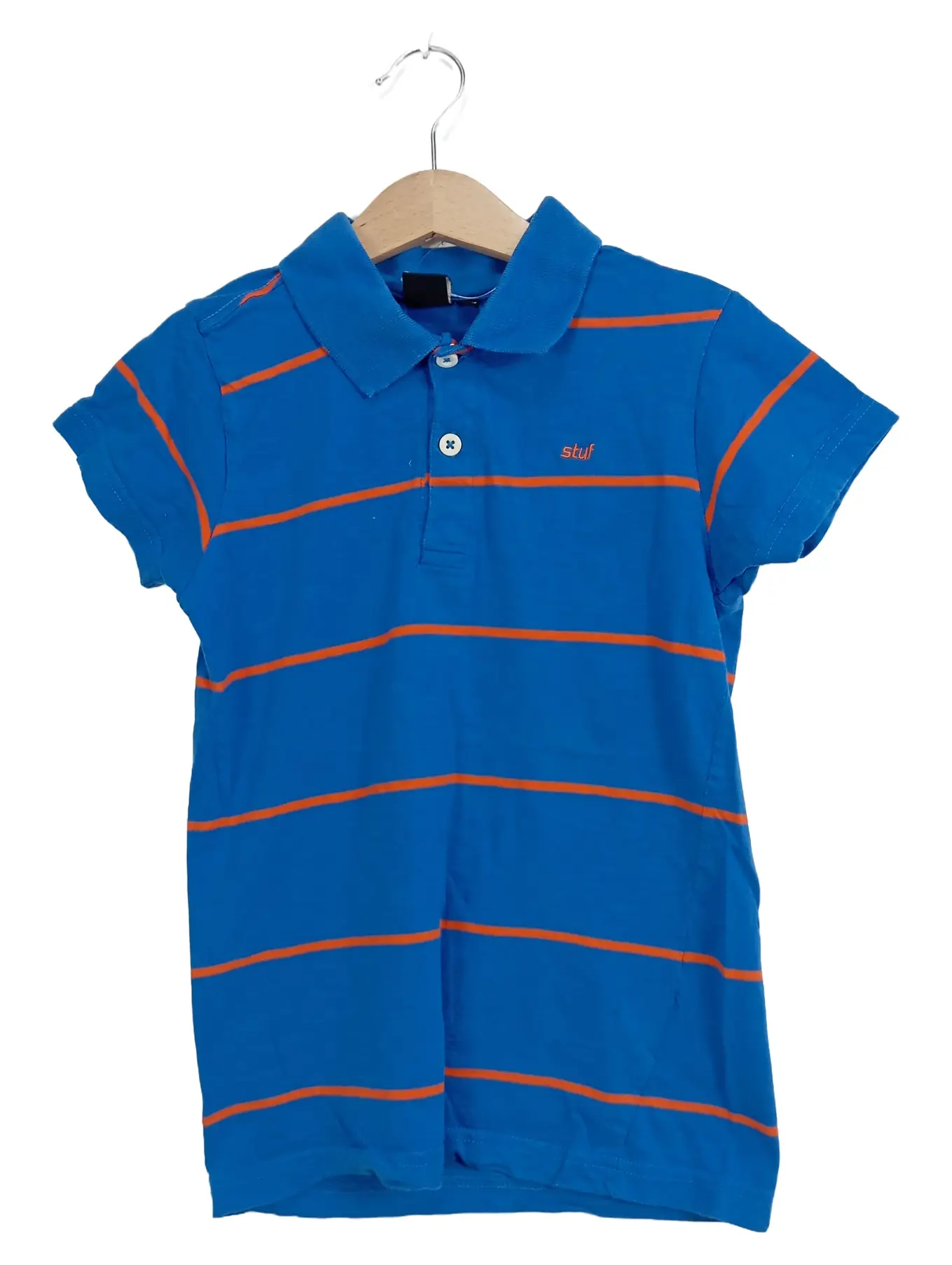 STUF Kinder Poloshirt Blau Orange Gestreift Gr. 122/128