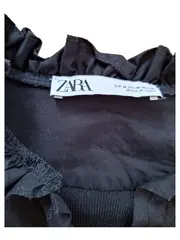 Vorschaubild 2 von Damen Bluse Schwarz Gr. 38/M Elegant Rüschen Langarm