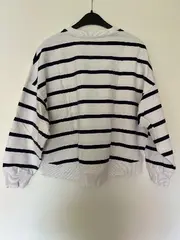 Vorschaubild 2 von Damen Pullover Maritim Gestreift Weiß Langarm Baumwolle Gr. 40 L