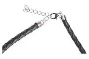 Vorschaubild 3 von Halskette mit Anhänger Damen Schwarz Leder Silber Logo M Elegant