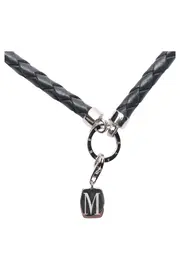 Vorschaubild 2 von Halskette mit Anhänger Damen Schwarz Leder Silber Logo M Elegant