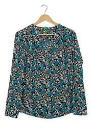 Vorschaubild 1 von Bluse Damen Gr. S Langarm Blumenmuster Türkis