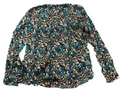 Vorschaubild 3 von Bluse Damen Gr. S Langarm Blumenmuster Türkis
