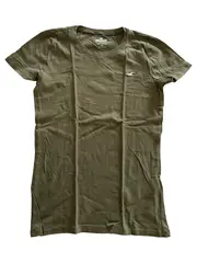 Vorschaubild 3 von Damen T-Shirt Kurzarm Oliv Uni Logo Print Gr. 36/S Baumwolle