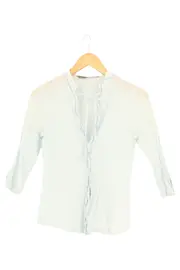 Vorschaubild 1 von Damen Bluse Blau Gr. 34/XS Rüschen 3/4-Arm Casual Vintage