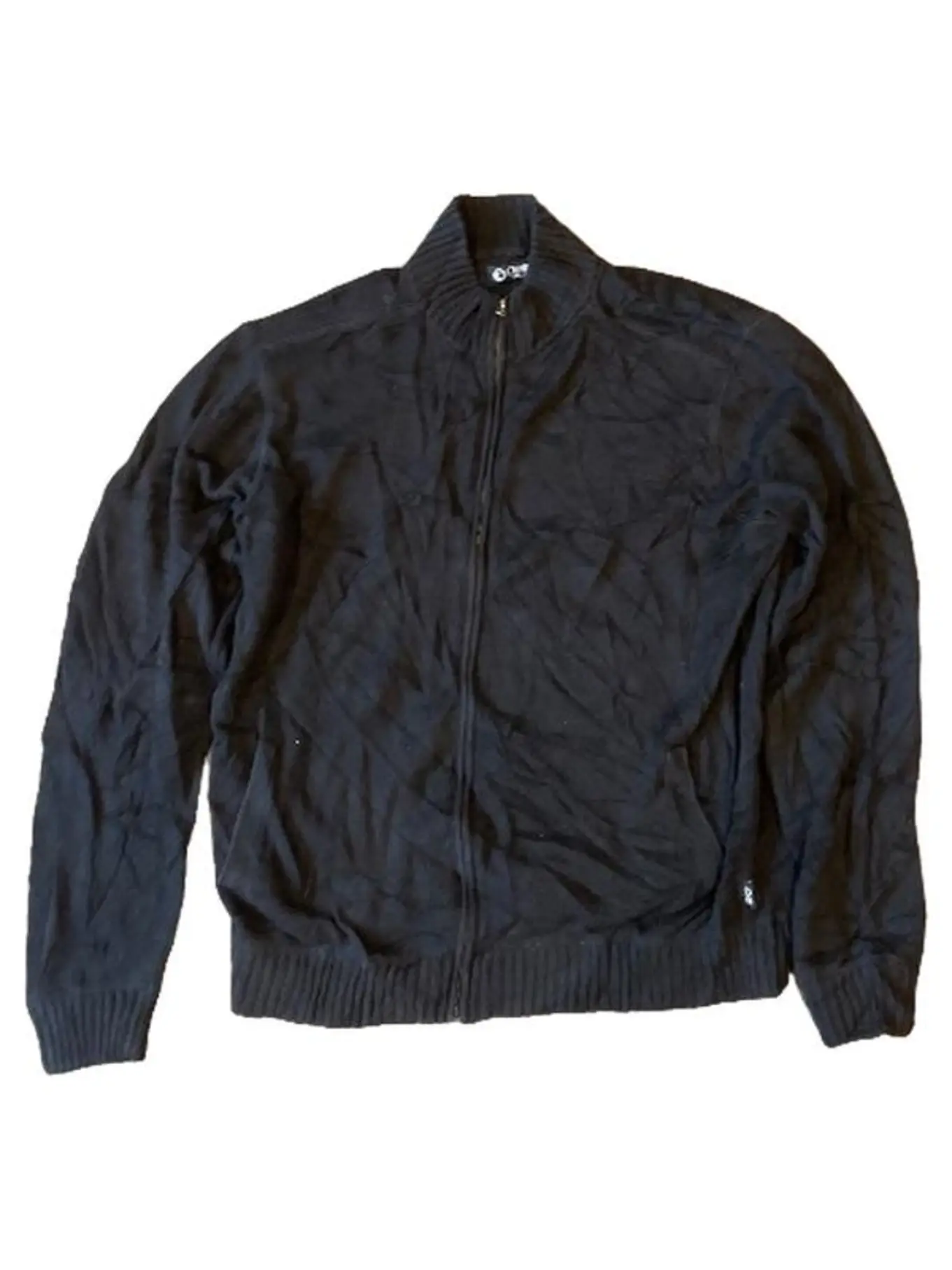 CHAPS Herren Strickjacke Reißverschluss Schwarz Baumwolle XL