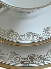 Vorschaubild 3 von Kaffeegedeck 3-teilig Porzellan Weiß Gold Blumen Klassisch