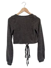 Vorschaubild 2 von Damen Strickjacke Cardigan Grau XS/34 Cropped Bindeband