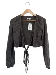 Vorschaubild 1 von Damen Strickjacke Cardigan Grau XS/34 Cropped Bindeband