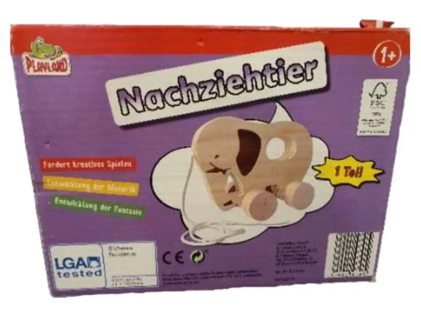 PLAYLAND Nachziehspielzeug Elefant Holz Nachziehtier Beige ab 1 Jahr