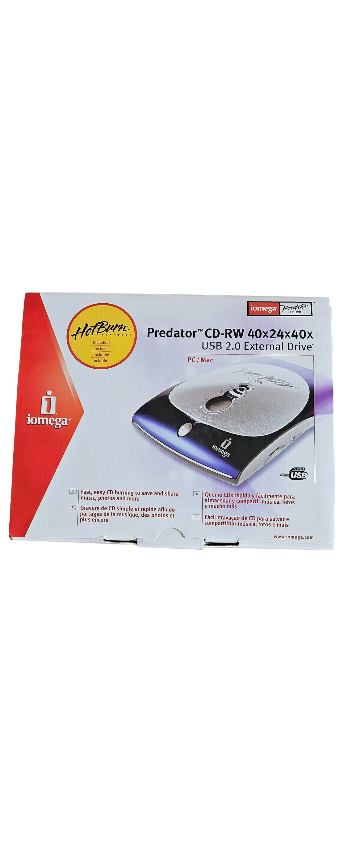 IOMEGA Predator CD-RW 40x24x40x USB 2.0 Externes Laufwerk Silber