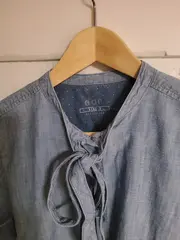 Vorschaubild 6 von Damen Blusenkleid Jeansoptik Gr. S/36 Blau Baumwolle