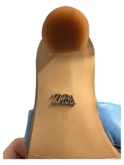 Vorschaubild 6 von Damen Sandaletten Mules Gr. 38 Blau Kitten Heel Leder Elegant