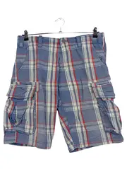 Vorschaubild 1 von Herren Cargo Shorts kariert Gr. 33 blau rot Baumwolle