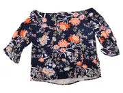 Vorschaubild 2 von Damen Bluse Gr. 38/M Blau Floral Casual Viskose Oberteil
