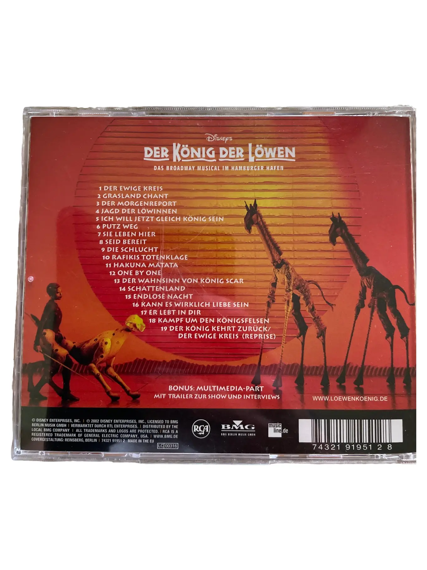 Der König der Löwen Musical Original Soundtrack CD Hamburg Deutsch Broadway