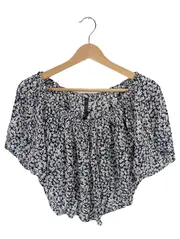 Vorschaubild 1 von Trafaluc Damen Bluse Off-Shoulder Blumenmuster Crop Top Gr. S Blau