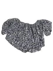 Vorschaubild 3 von Trafaluc Damen Bluse Off-Shoulder Blumenmuster Crop Top Gr. S Blau