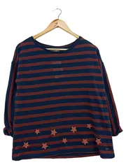 Vorschaubild 1 von Damen Pullover Gr. 36/S Blau Gestreift Sterne Casual Langarm