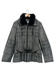 Vorschaubild 1 von Damen Steppjacke Gr. 38/M Grau Elegant Klassisch Fellbesatz