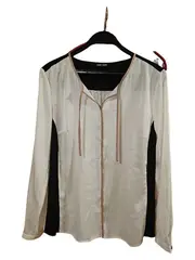 Vorschaubild 1 von Damen Bluse Langarm Weiß Schwarz Elegant Gr. 40