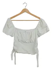 Vorschaubild 1 von Damen Pullover Kurzarm Weiß Gr. 40 L Raffung Cropped