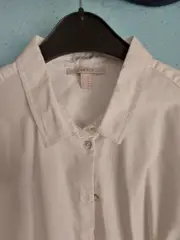 Vorschaubild 2 von Hemdbluse Damen Gr. 40 Weiß Langarm Baumwolle Klassisch