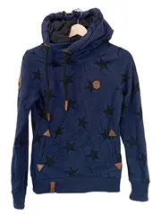 Vorschaubild 1 von Damen Hoodie Kapuzenpullover Gr. S Blau Sterne Baumwolle