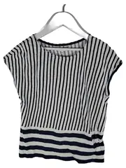Vorschaubild 1 von Damen T-Shirt Gr. XS Gestreift Maritim Blau Weiß Leinen
