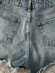 Vorschaubild 4 von Damen Jeans Shorts Gr. 38 Blau Casual Fransen Cut-Outs Baumwolle