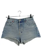 Vorschaubild 1 von Damen Jeans Shorts Gr. 38 Blau Casual Fransen Cut-Outs Baumwolle