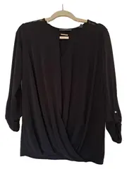 Vorschaubild 1 von Damen Bluse Wickeloptik Schwarz Gr. M Casual