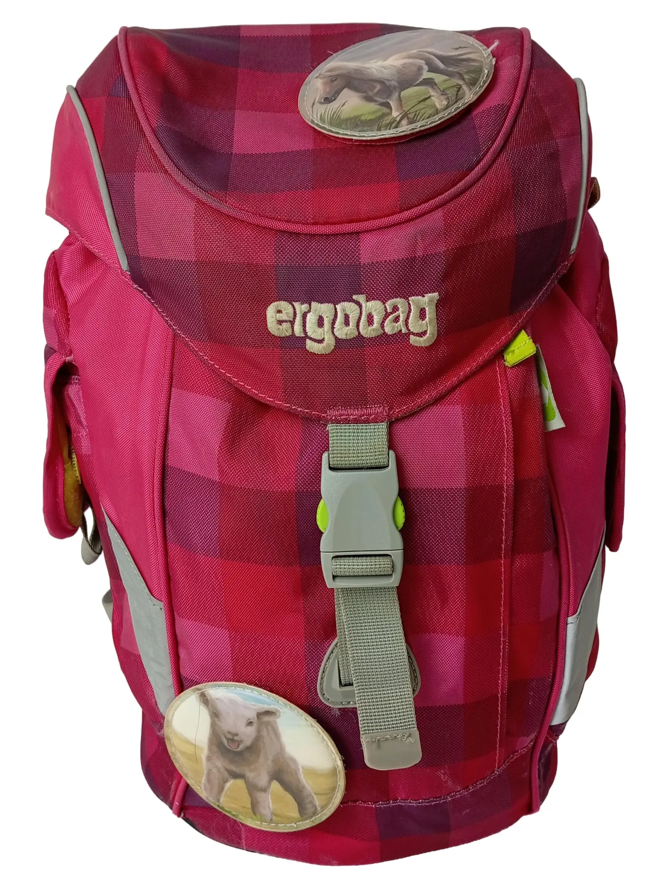 ERGOBAG Schulranzen Kinder Rot Kariert Pferd Kuh Ranzen Schultasche