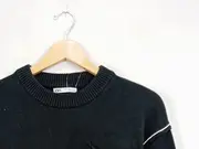 Vorschaubild 4 von Herren Pullover Modern Schwarz Gr. 48/M Baumwolle Langarm