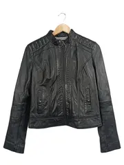 Vorschaubild 1 von Damen Lederjacke Gr. 36/S Schwarz Modern Echtleder