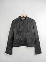 Vorschaubild 2 von Damen Lederjacke Gr. 36/S Schwarz Modern Echtleder