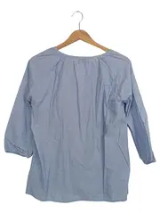 Vorschaubild 2 von Damen Bluse Gr. 34/XS Hellblau Baumwolle 3/4-Arm