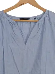 Vorschaubild 4 von Damen Bluse Gr. 34/XS Hellblau Baumwolle 3/4-Arm